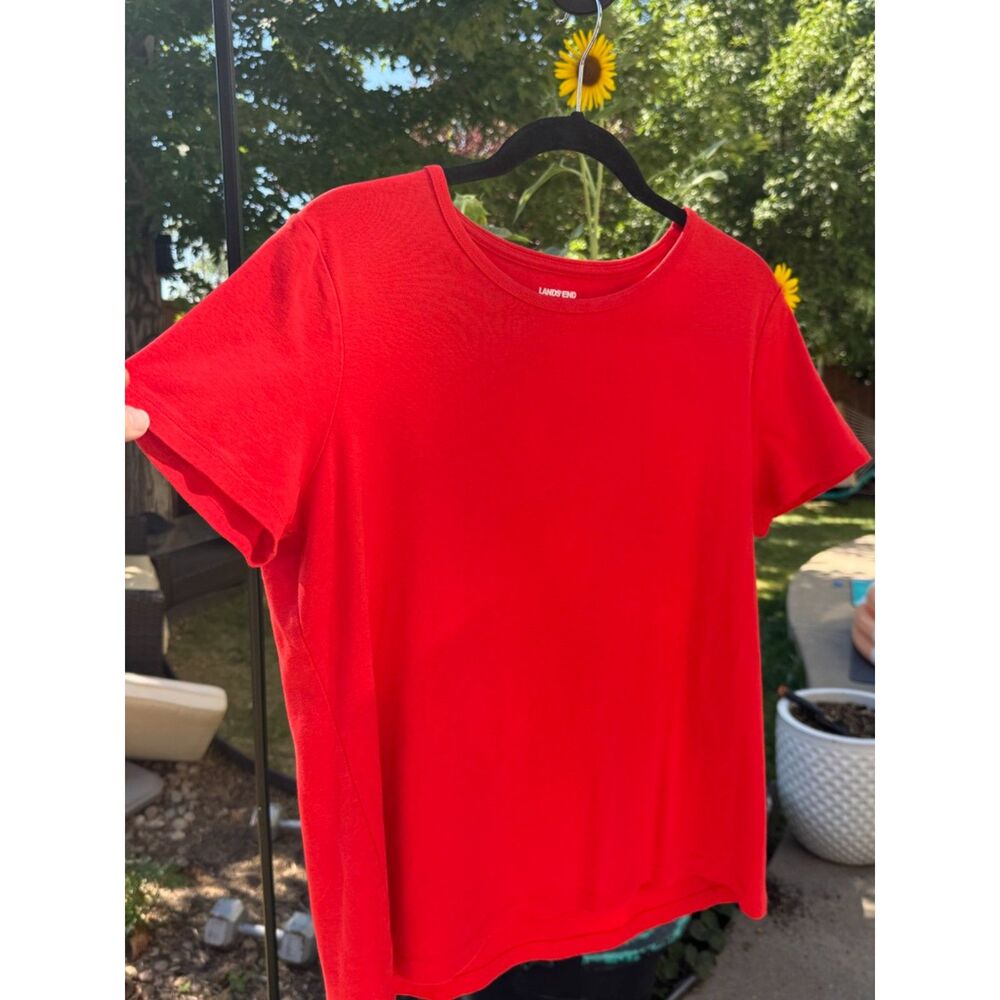 Land's End Red Short Sleeve TeeShirt LX (18) Round Neck